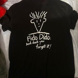 LUX BLK EXCLUSIVELY Unisex Black Fido Dido Handpainted  Graphic T-Shirt L